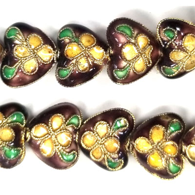 ENAMEL HEART 11X13MM PURPLE